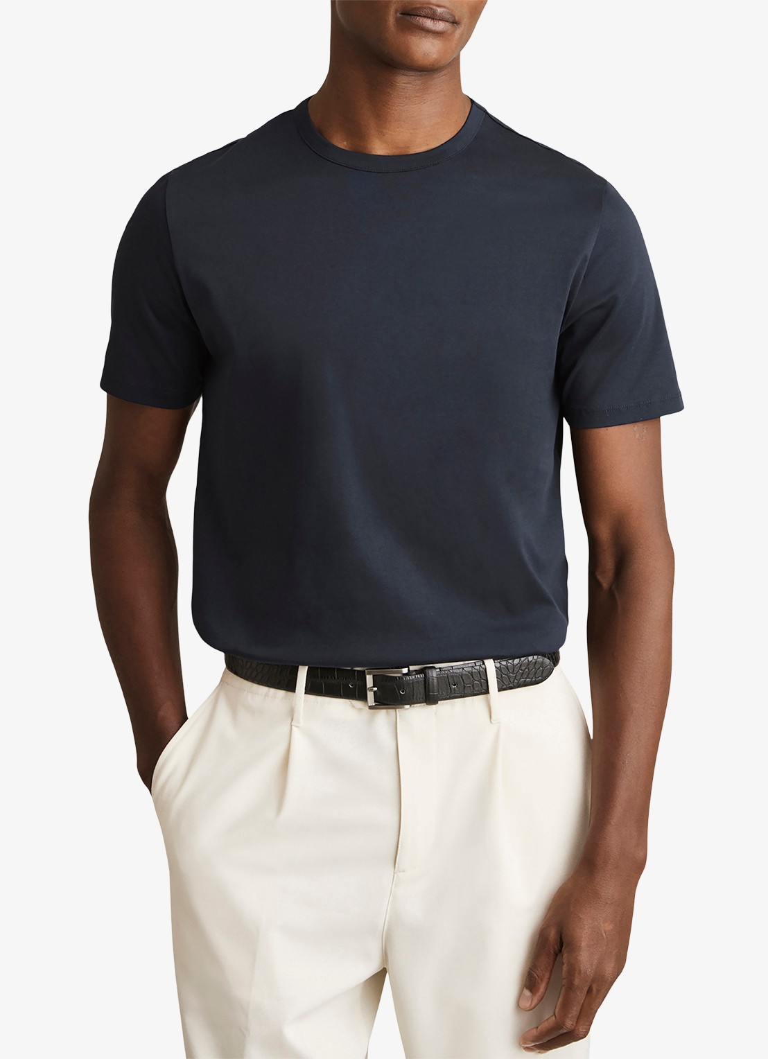 Reiss Count T-shirt met stretch - detail 4 donkerblauw