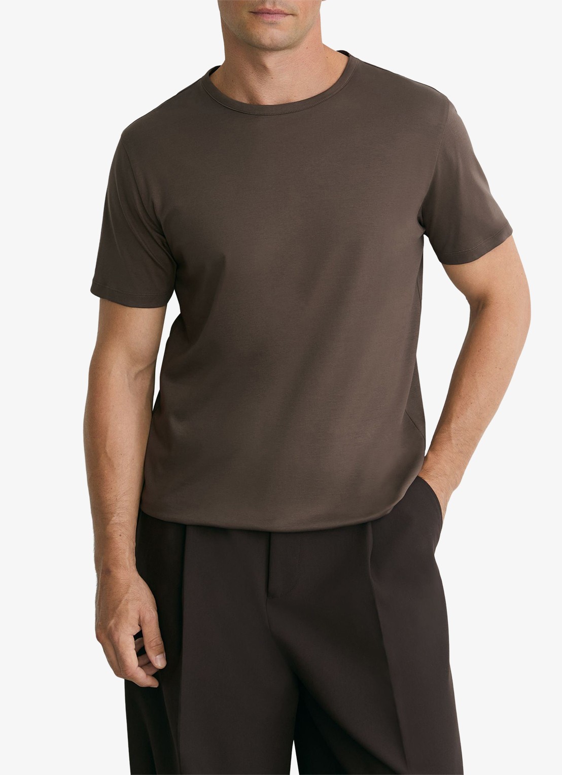 Reiss Count T-shirt met stretch - detail taupe