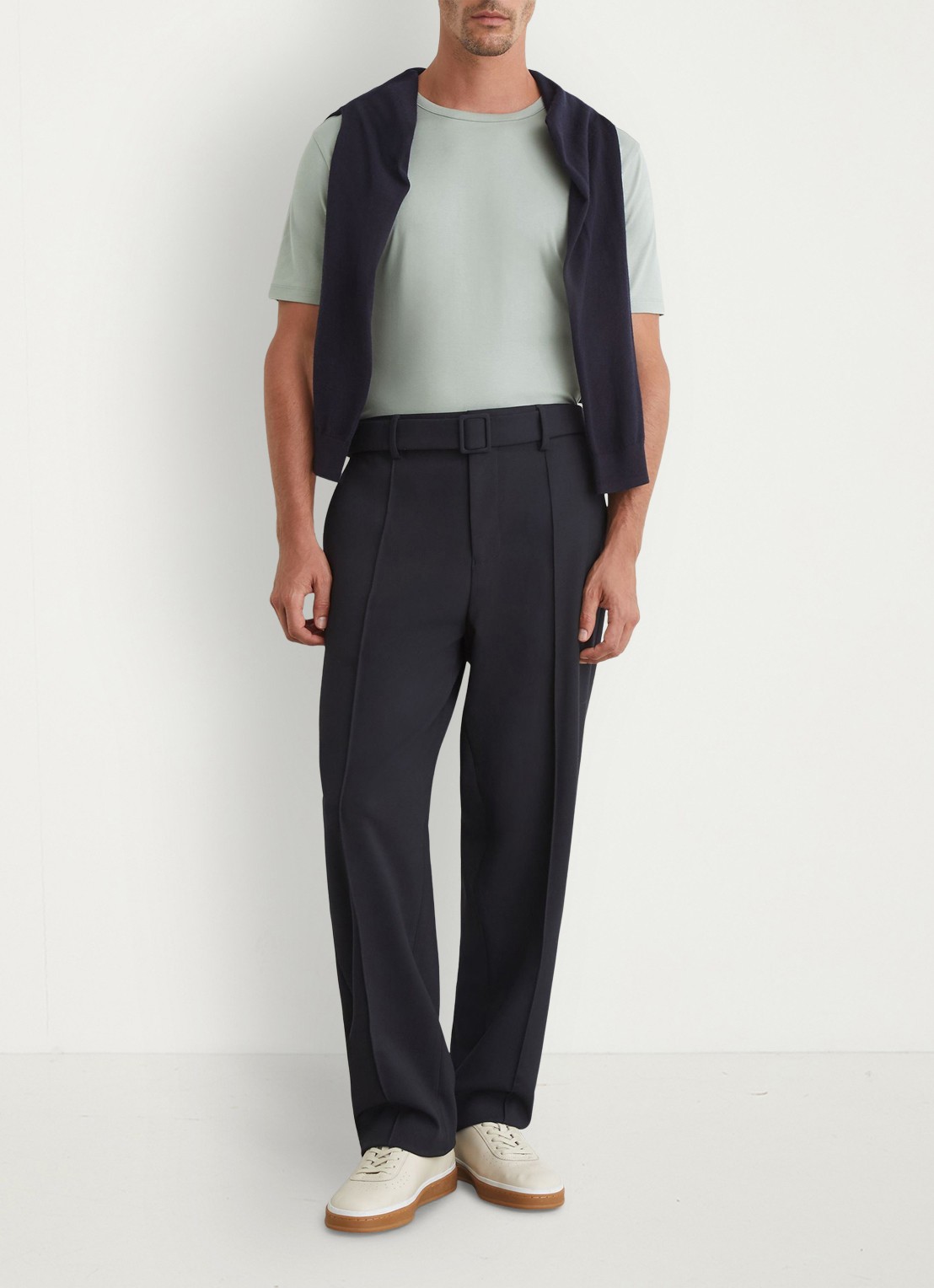 Reiss Count T-shirt met stretch - voorkant 5 lindegroen