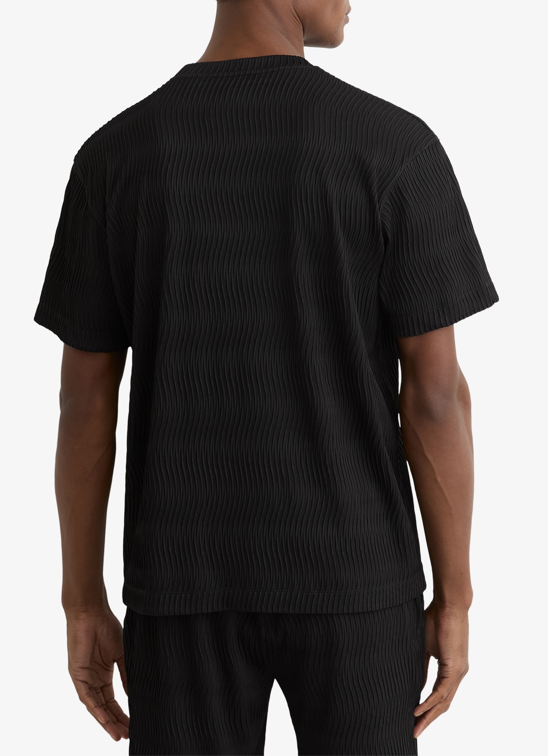 Reiss Cox T-shirt met structuur - achterkant 4 black / zwart