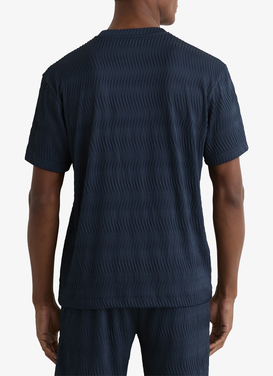 Reiss Cox T-shirt met structuur - achterkant 3 airforce blue / blauw