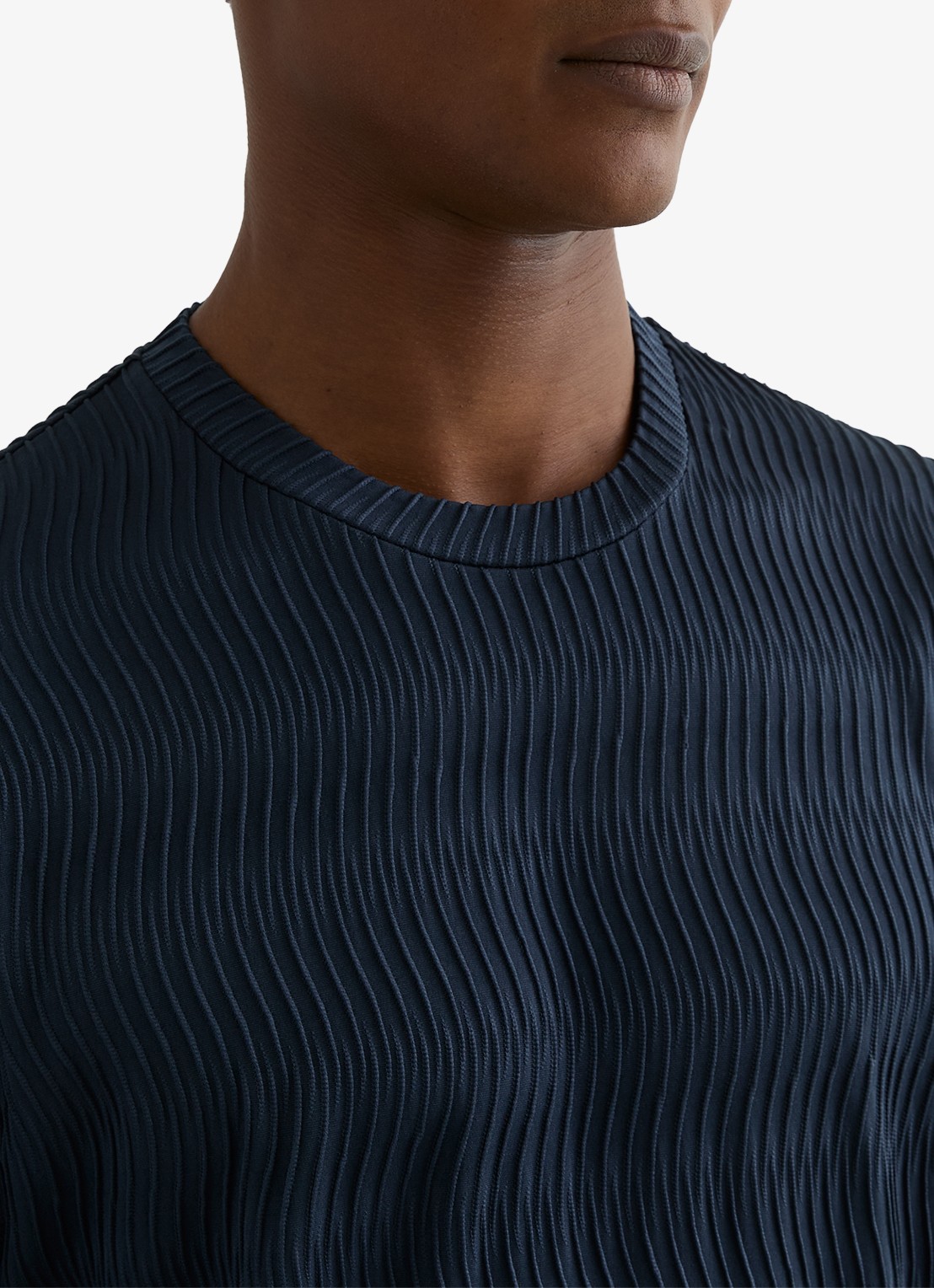 Reiss Cox T-shirt met structuur - detail 5 airforce blue / blauw