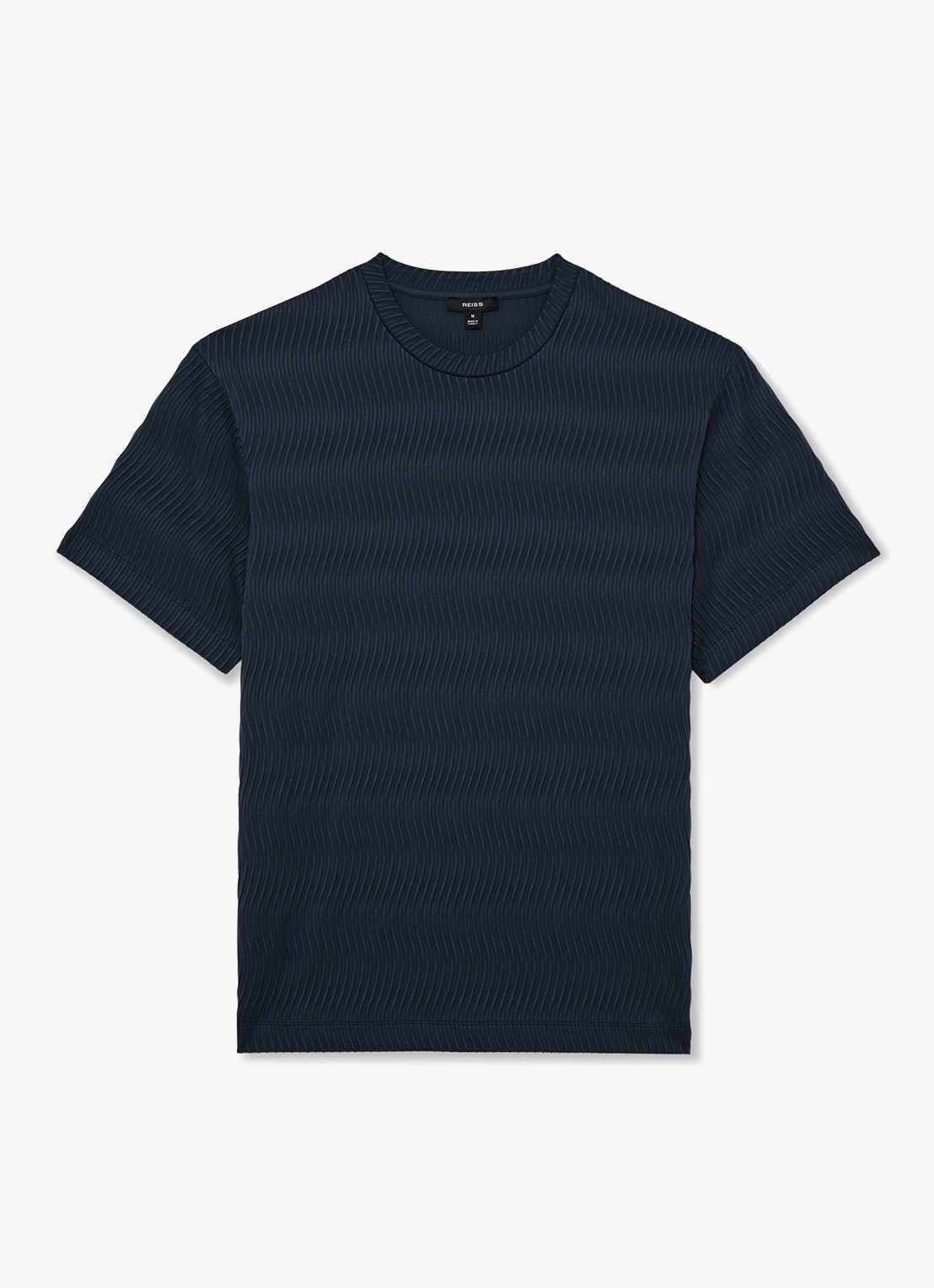 Reiss Cox T-shirt met structuur - voorkant airforce blue / blauw