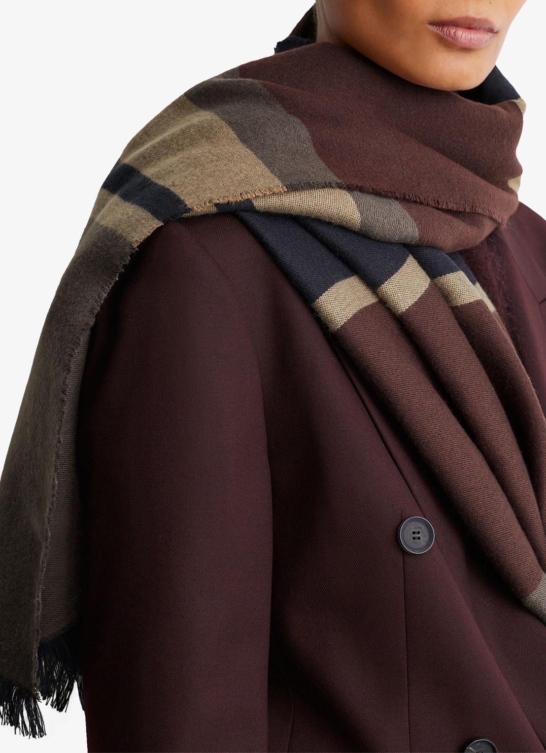 Reiss Cynthia sjaal met streepprint - voorkant 2 grijs