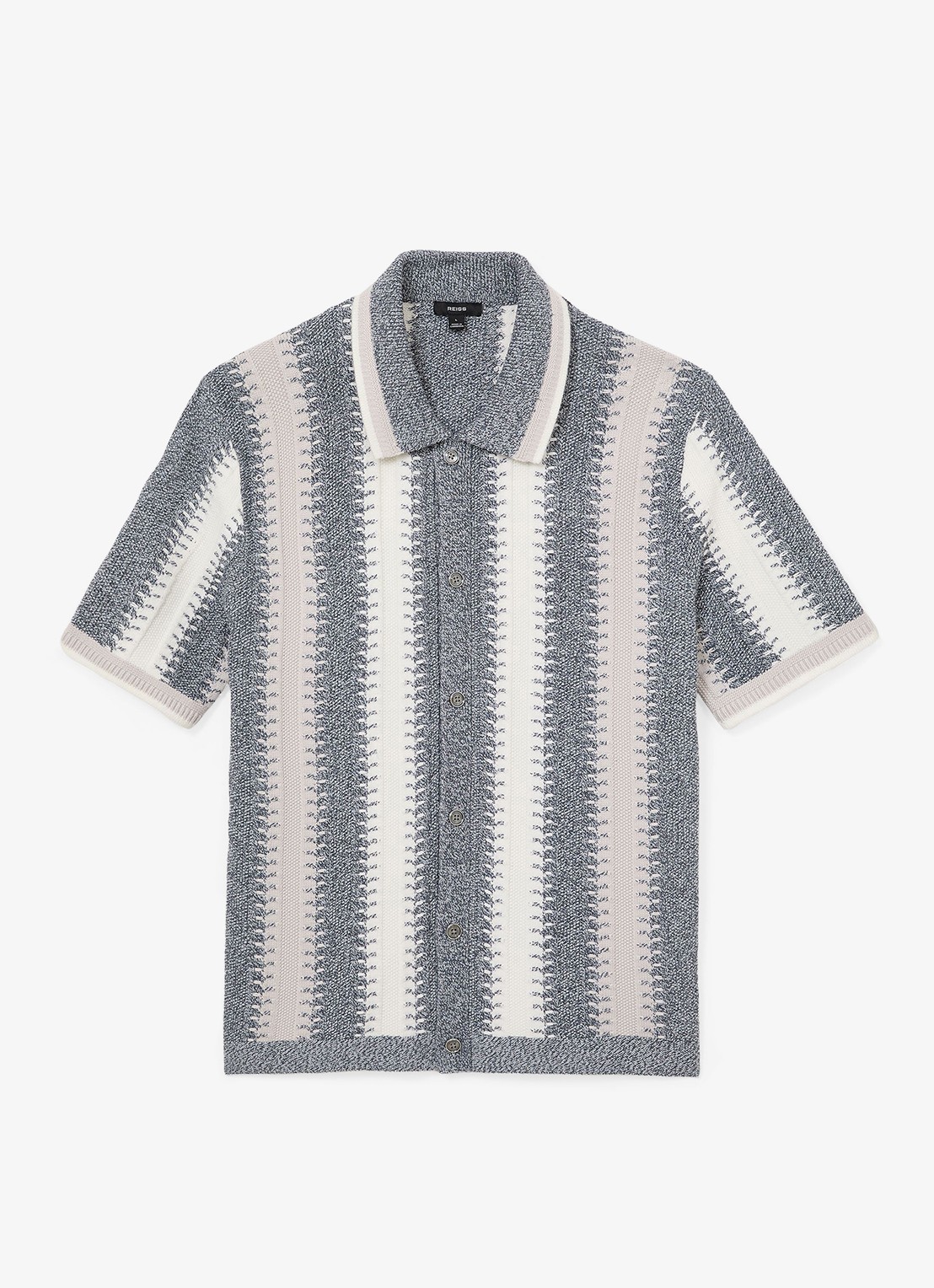 Reiss Dale regular fit overhemd met streepprint - voorkant 5 lichtblauw