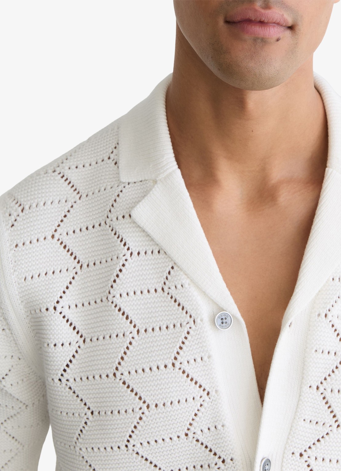 Reiss Dalkeith fijngebreide trui met polokraag - detail 5 white / wit