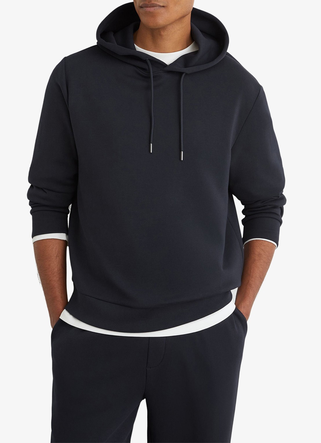 Reiss Dane hoodie met gemêleerd dessin - detail 4 navy / blauw