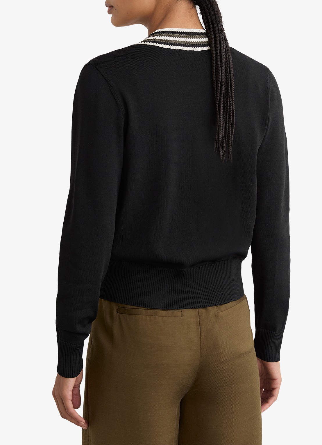 Reiss Danni fijngebreid vest met knoop detail - achterkant zwart