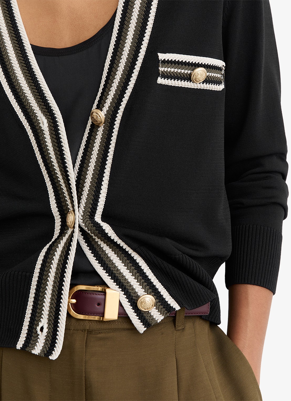 Reiss Danni fijngebreid vest met knoop detail - detail 5 zwart