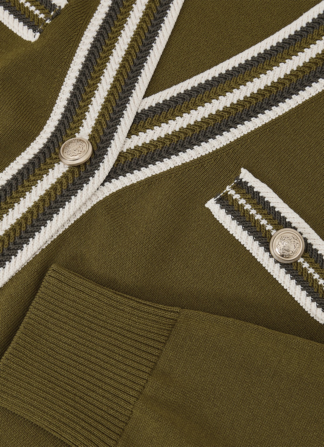 Reiss Danni fijngebreid vest met knoop detail - detail 5 bronsgroen