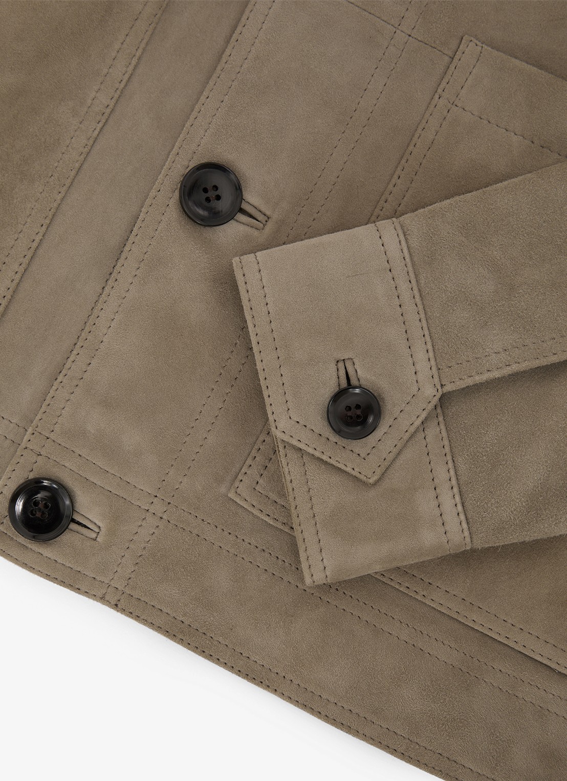 Reiss Danny jack van suède - detail 6 bronsgroen