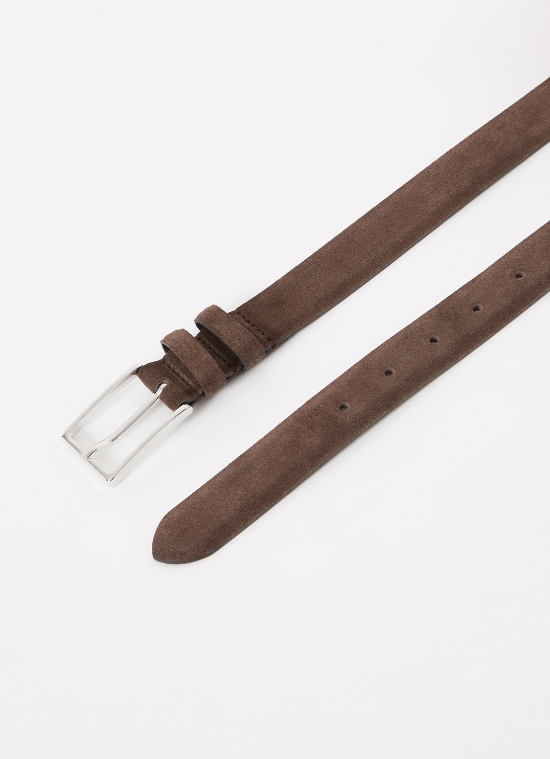 Reiss Dante riem van leer - detail chocoladebruin