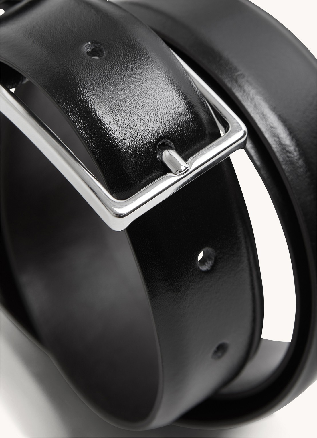 Reiss Dante riem van leer - detail 3 zwart