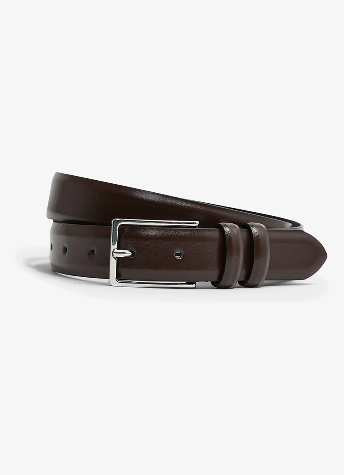 Reiss Dante riem van leer - voorkant chocoladebruin