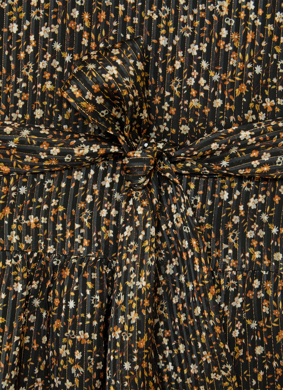 Reiss Darci mini jurk met bloemenprint en strikceintuur  - detail 7 zwart