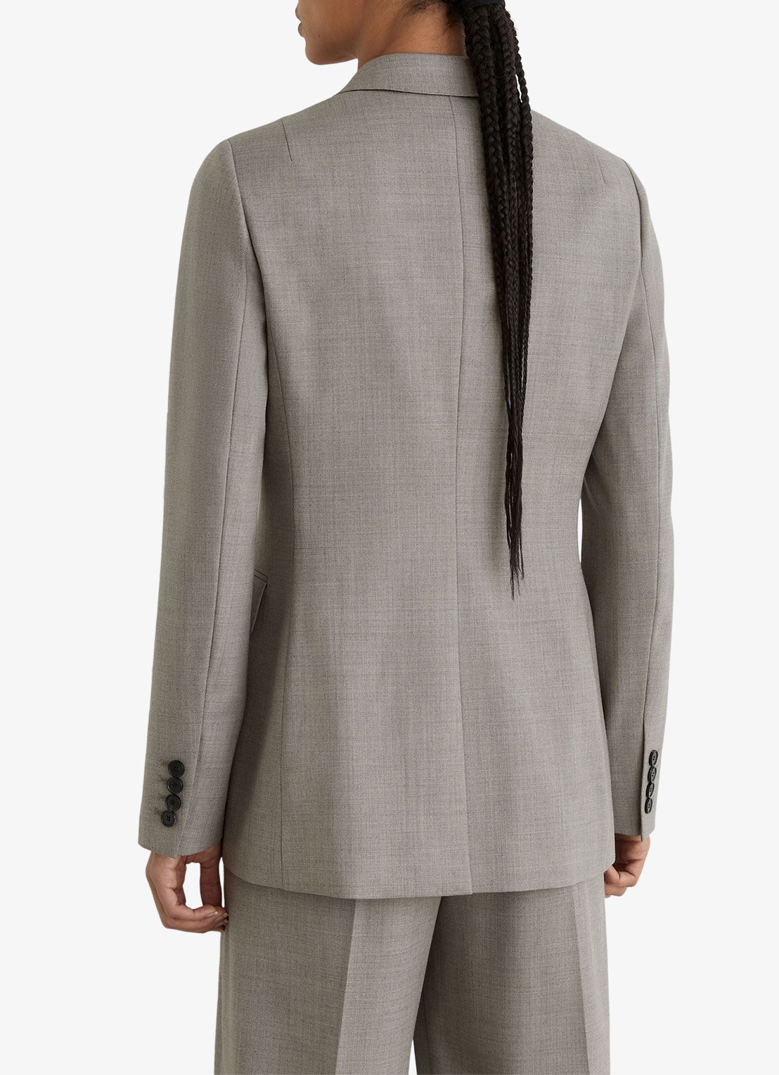 Reiss Darcy double-breasted blazer in wolblend - achterkant grijsmele