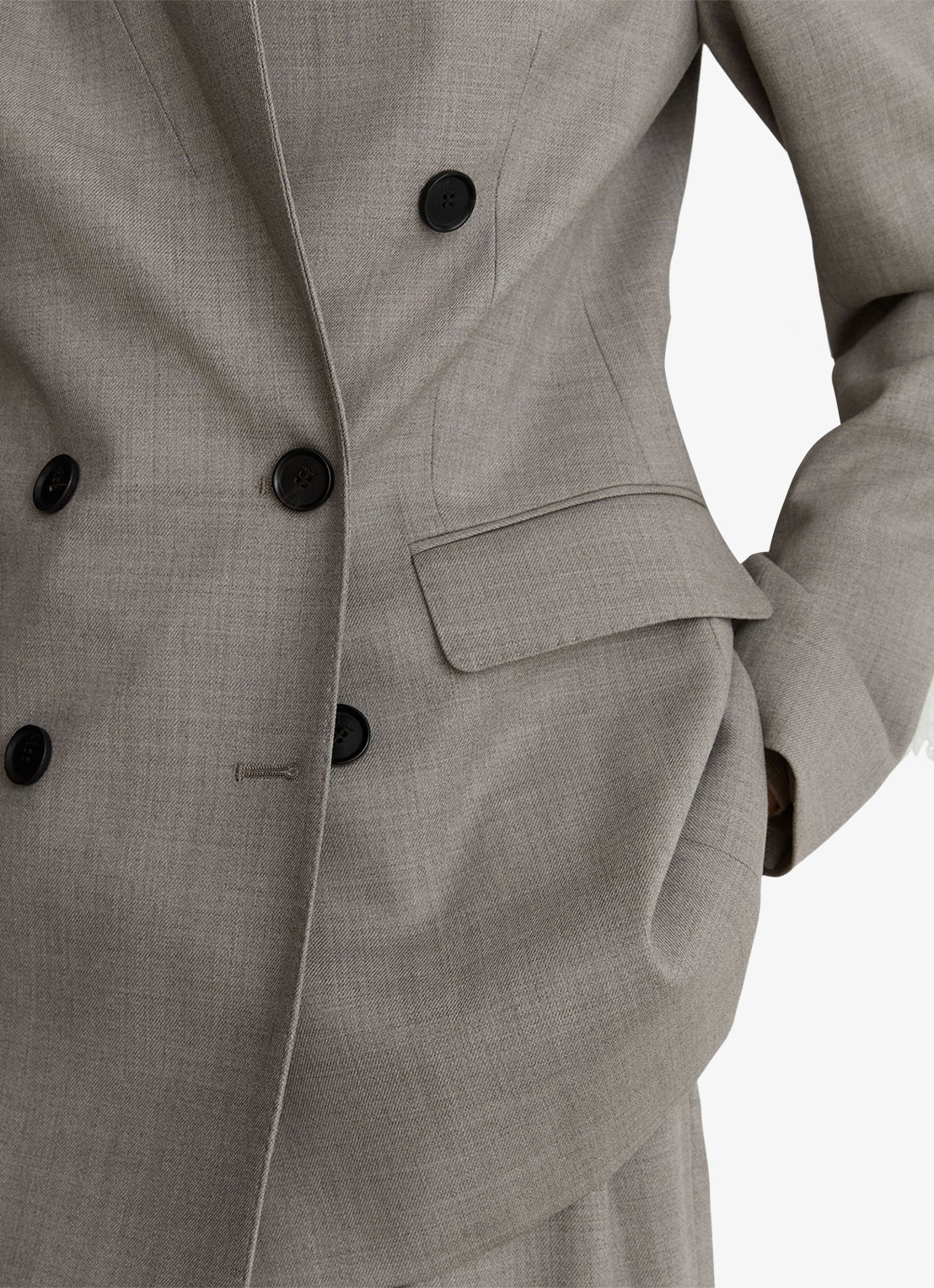 Reiss Darcy double-breasted blazer in wolblend - detail 4 grijsmele
