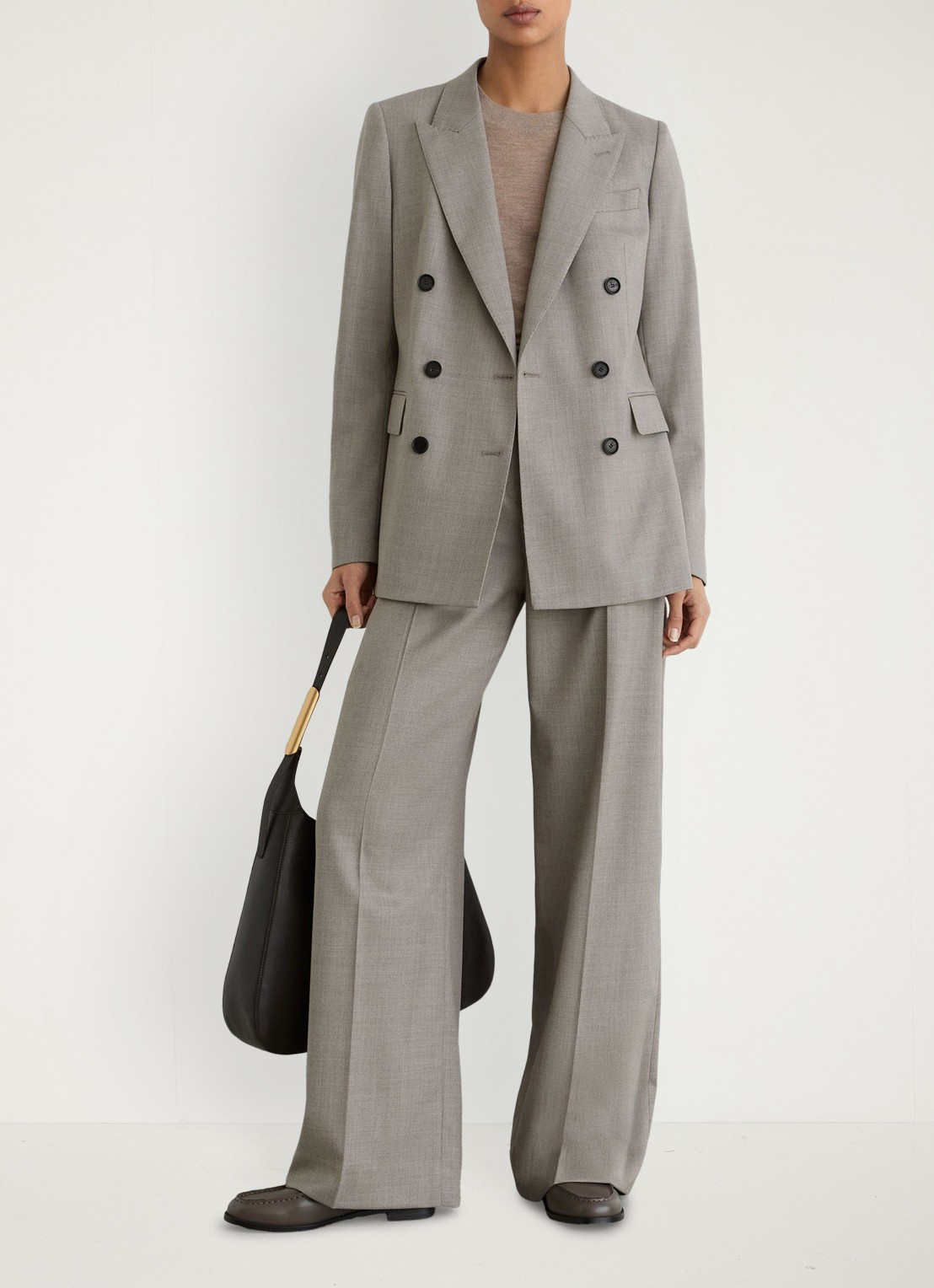 Reiss Darcy double-breasted blazer in wolblend - voorkant 7 grijsmele