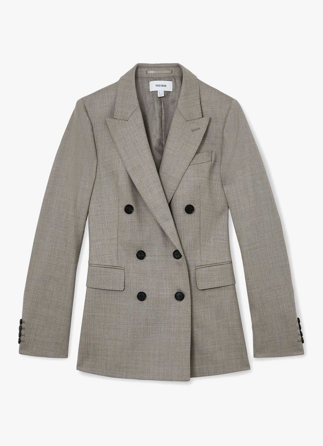 Reiss Darcy double-breasted blazer in wolblend - voorkant 2 grijsmele