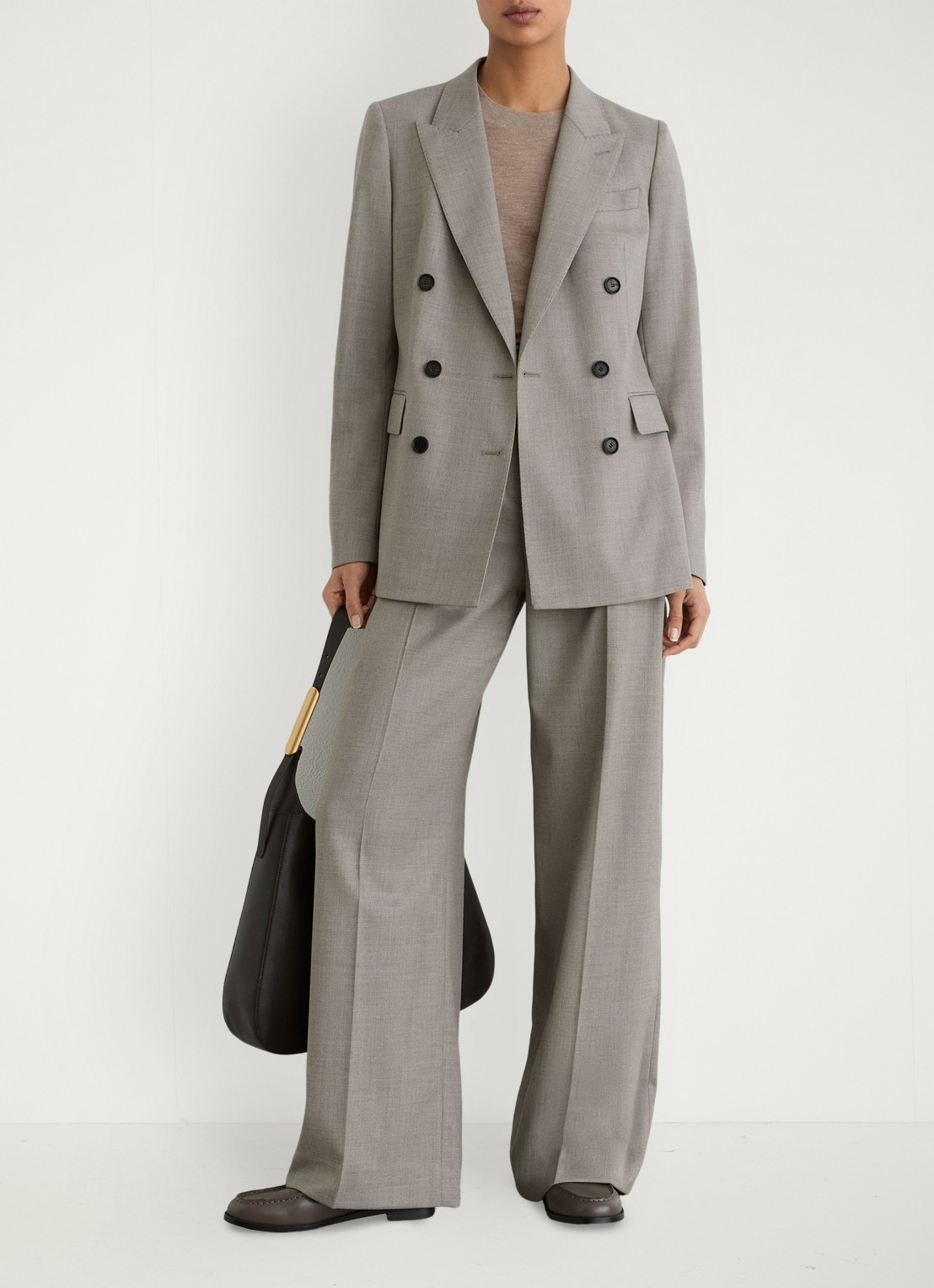 Reiss Darcy double-breasted blazer in wolblend - voorkant 3 grijsmele