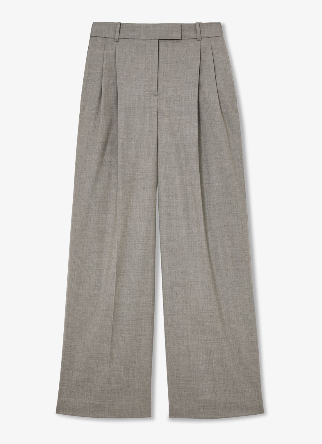 Reiss Darcy high waist wide fit pantalon in wolblend - voorkant 6 donkerbeige