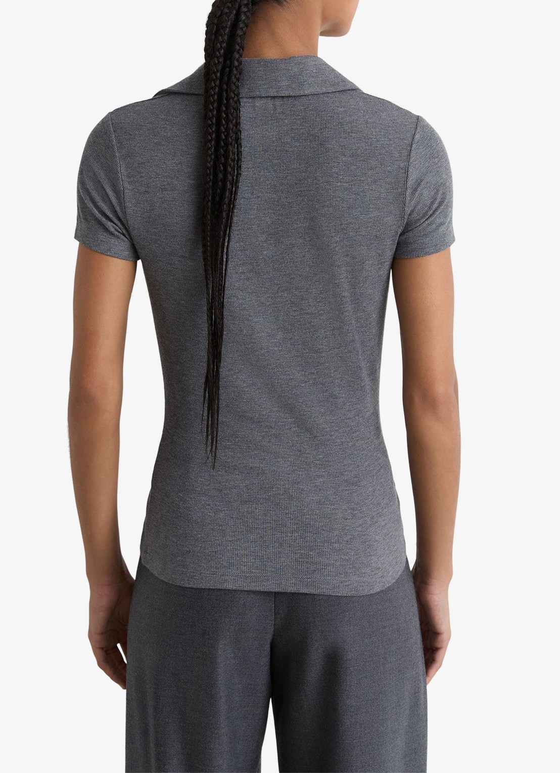 Reiss Daria slim fit polo met gemêleerd dessin - achterkant 5 middengrijs