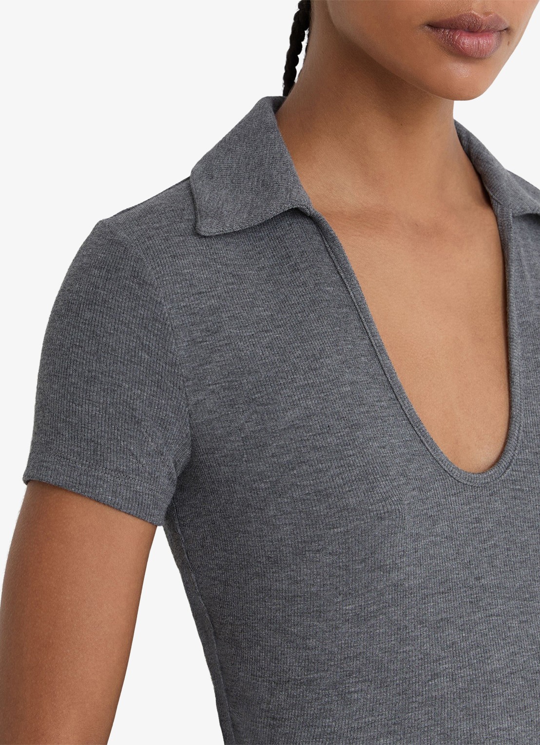 Reiss Daria slim fit polo met gemêleerd dessin - detail 2 middengrijs