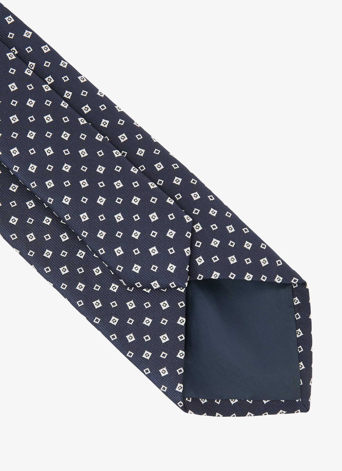 Reiss Dario stropdas in zijdeblend met print - achterkant donkerblauw