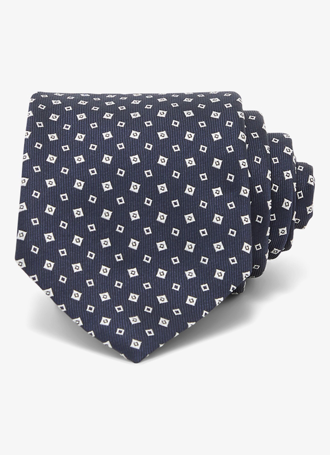 Reiss Dario stropdas in zijdeblend met print - detail 3 donkerblauw