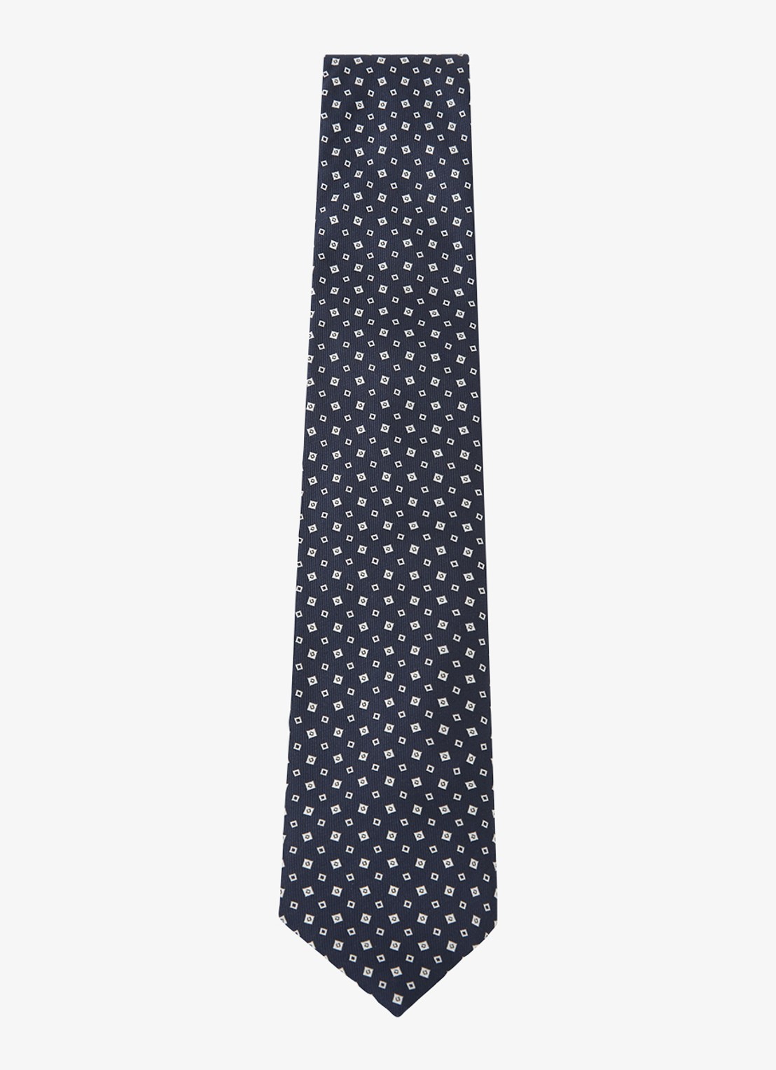 Reiss Dario stropdas in zijdeblend met print - voorkant 5 donkerblauw