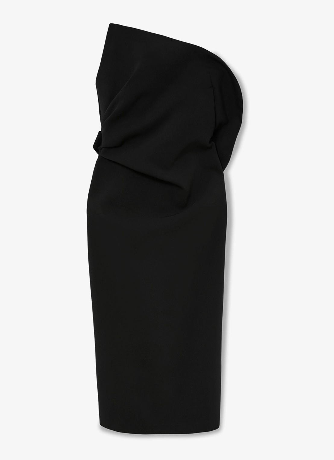 Reiss Dasha asymmetrische midi jurk met volants - voorkant black / zwart