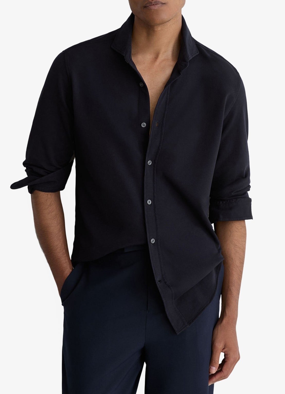 Reiss Dasilva regular fit overhemd - detail donkerblauw