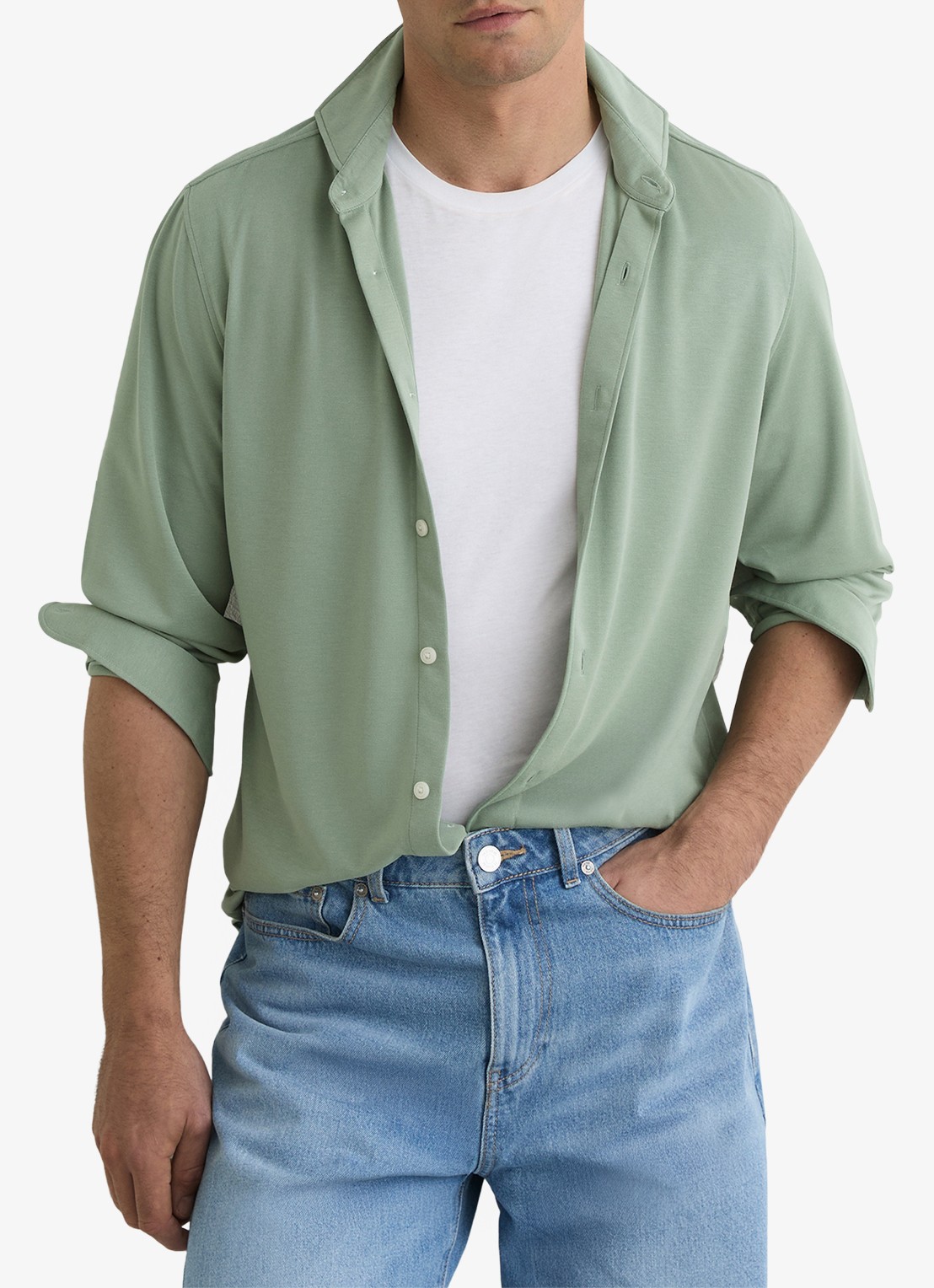 Reiss Davaro overhemd met stretch - detail 4 lindegroen