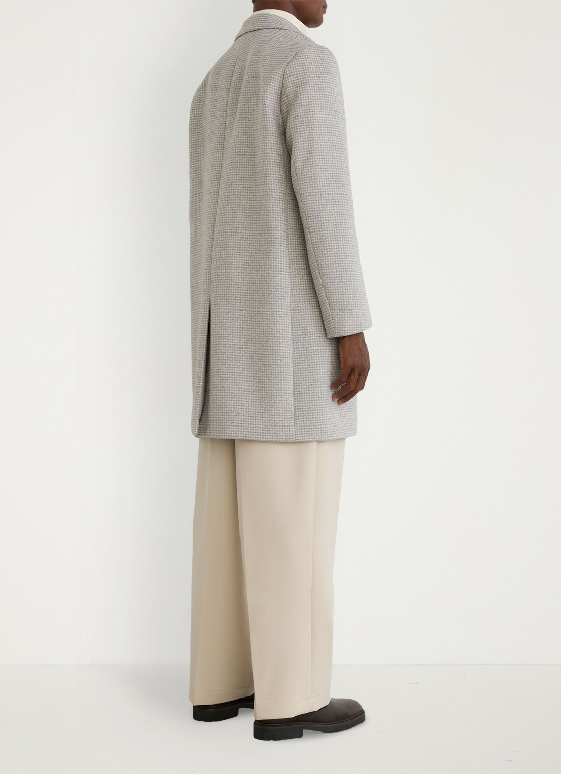 Reiss Dawn single-breasted mantel in wolblend met ruitdessin - achterkant 7 soft grey / grijs