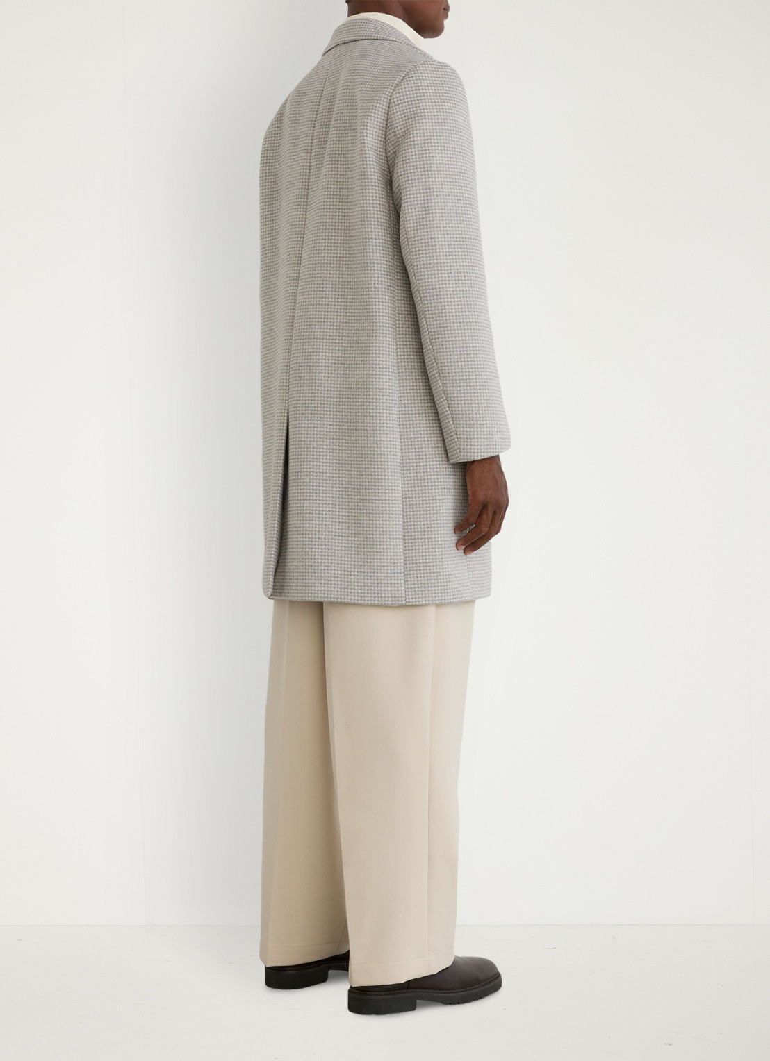 Reiss Dawn single-breasted mantel in wolblend met ruitdessin - achterkant 3 soft grey / grijs