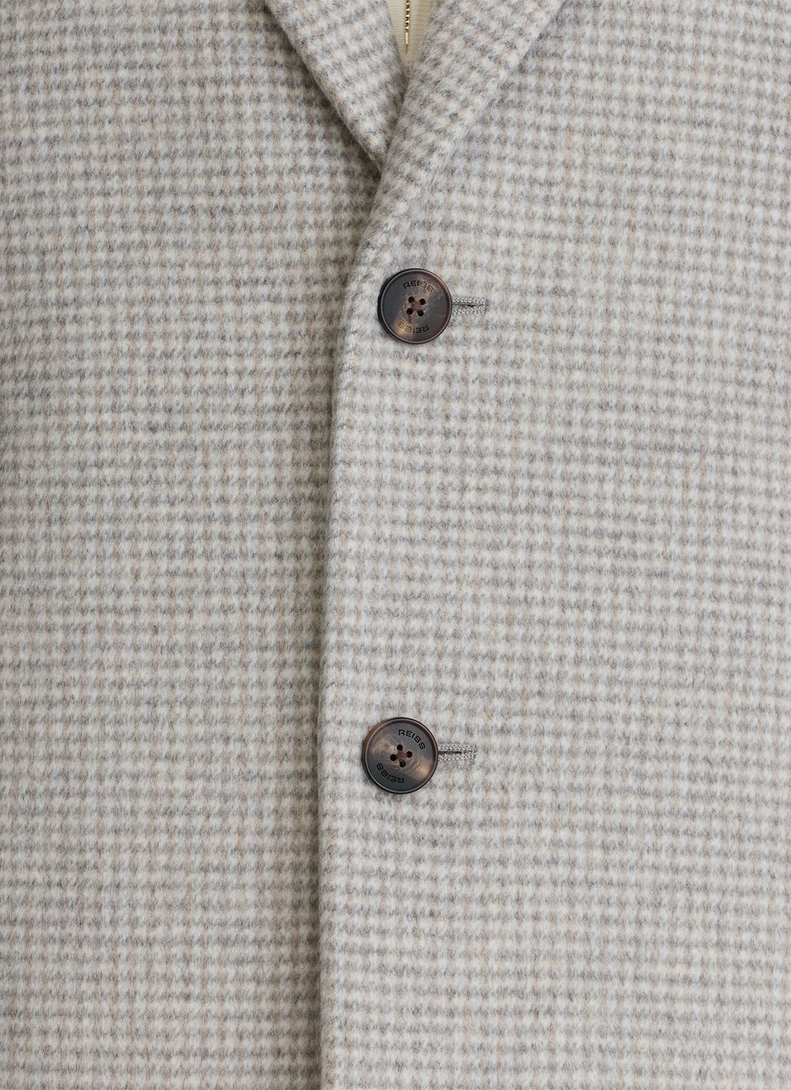 Reiss Dawn single-breasted mantel in wolblend met ruitdessin - detail 5 soft grey / grijs