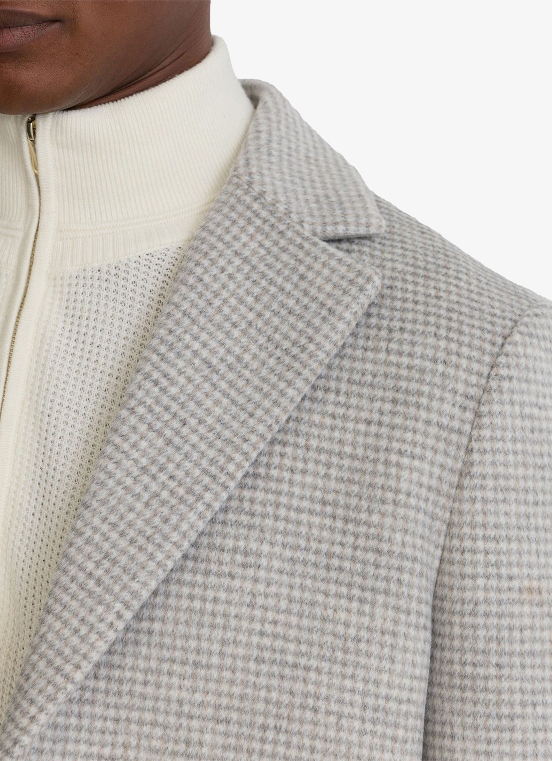 Reiss Dawn single-breasted mantel in wolblend met ruitdessin - detail 3 soft grey / grijs