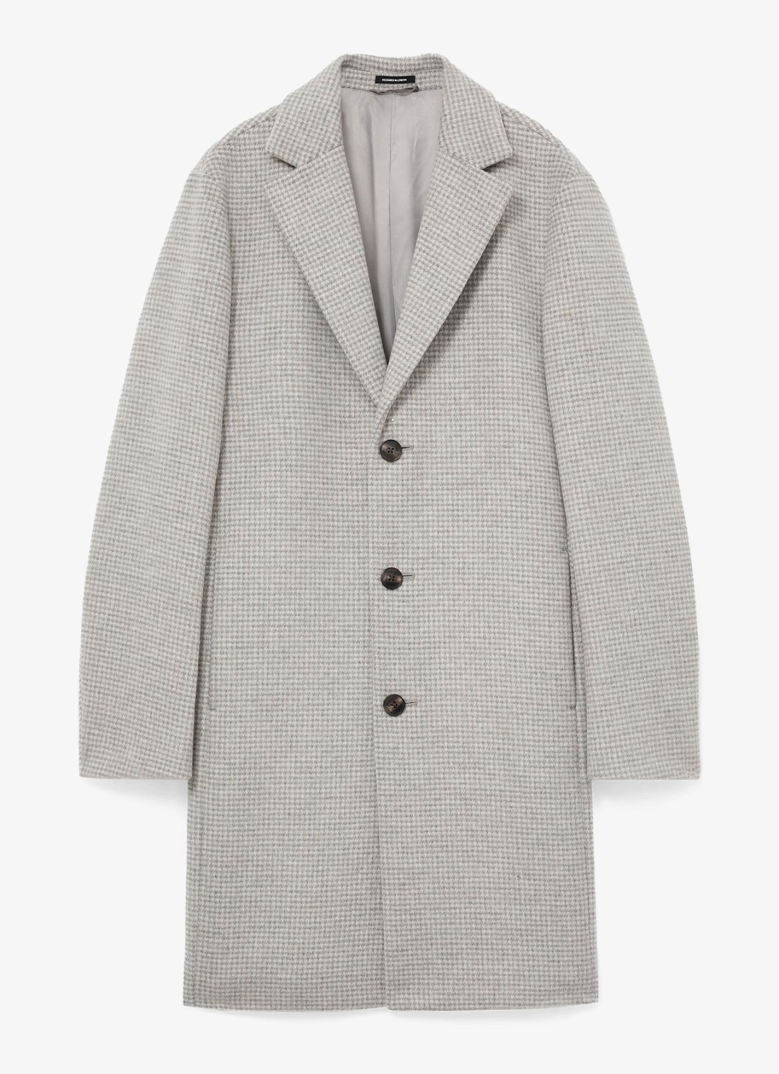 Reiss Dawn single-breasted mantel in wolblend met ruitdessin - voorkant 5 soft grey / grijs