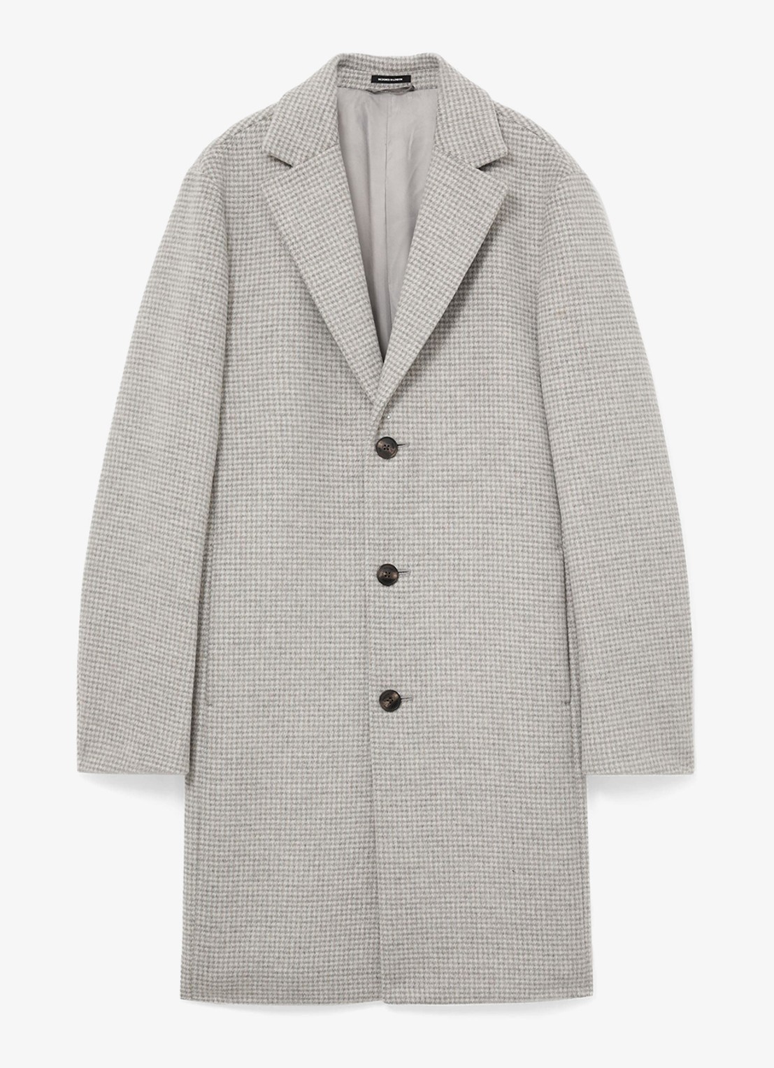 Reiss Dawn single-breasted mantel in wolblend met ruitdessin - voorkant soft grey / grijs