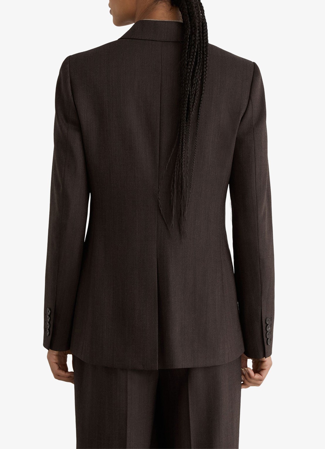 Reiss Dawson double-breasted blazer in wolblend - achterkant donkerbruin