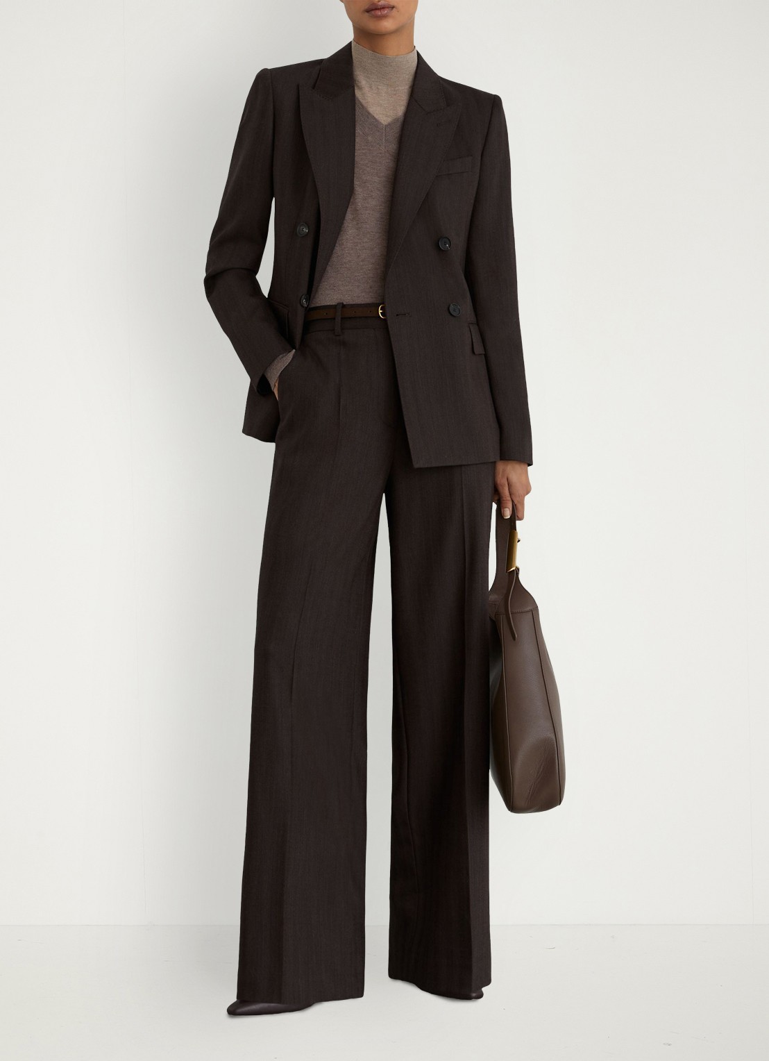 Reiss Dawson double-breasted blazer in wolblend - voorkant 7 donkerbruin