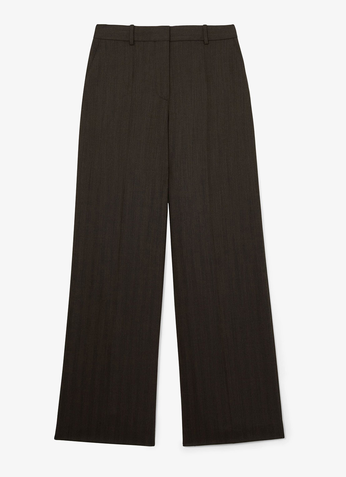 Reiss Dawson high waist wide fit pantalon met steekzakken - voorkant 6 chocoladebruin