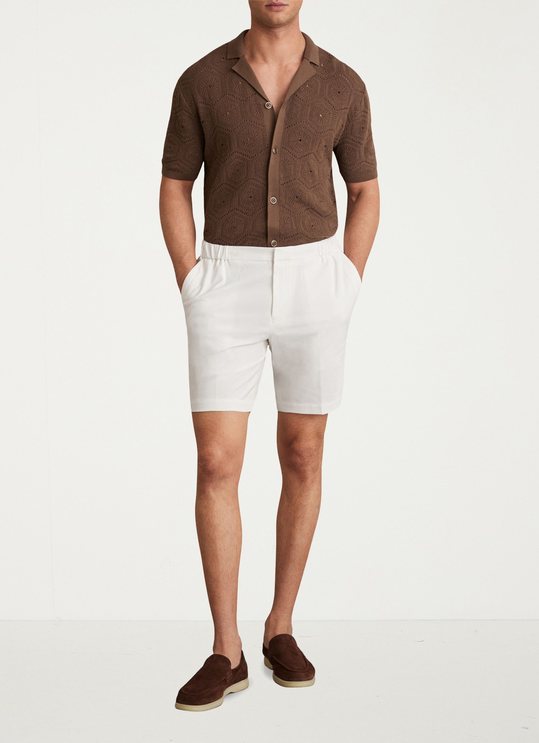 Reiss Deck straight fit korte broek met steekzakken - voorkant 3 wit