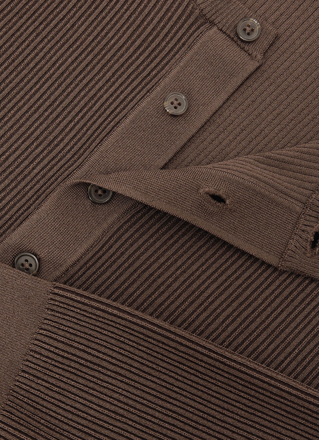 Reiss Declan longsleeve met ribstructuur - detail 6 chocoladebruin