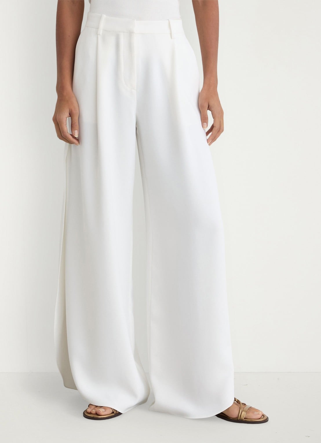 Reiss Deena high waist loose fit pantalon met split - detail 3 wit