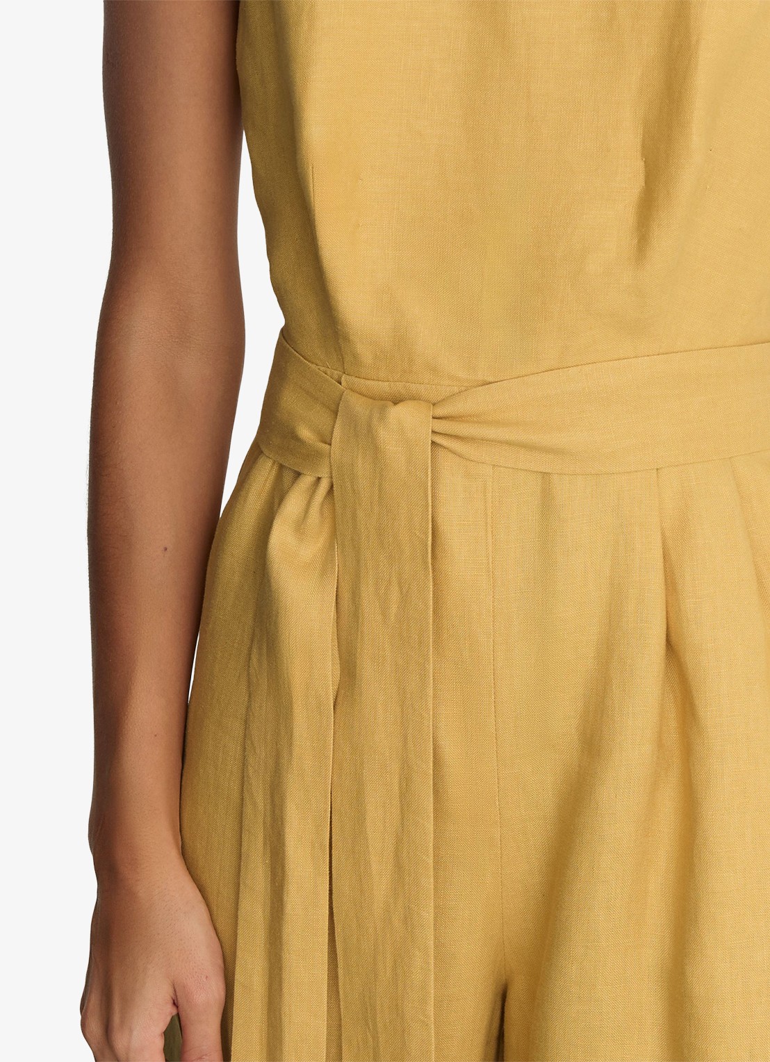 Reiss Della wide fit jumpsuit van linnen met strikceintuur - detail 2 geel
