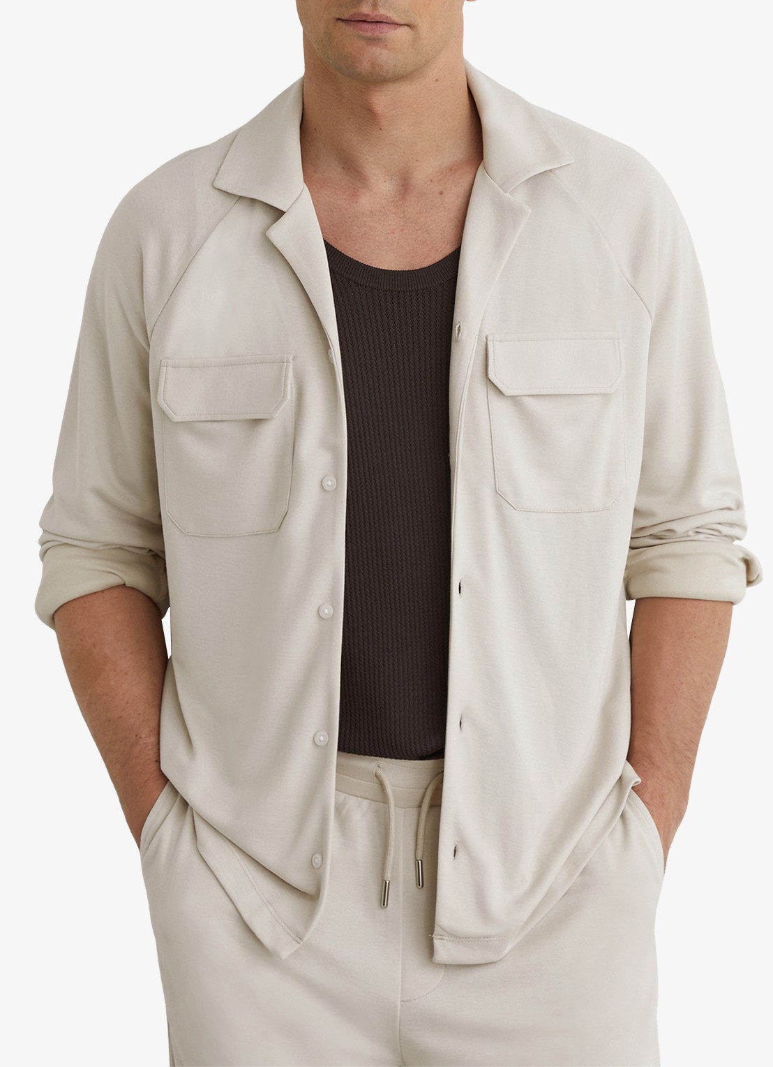 Reiss Delmer jack met borstzakken - detail creme