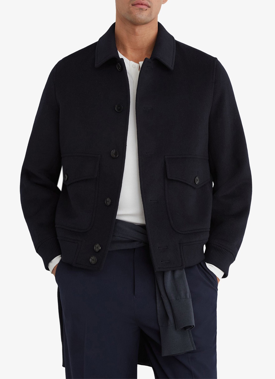 Reiss DELUCA bomberjack in wolblend  - detail 6 navy / blauw