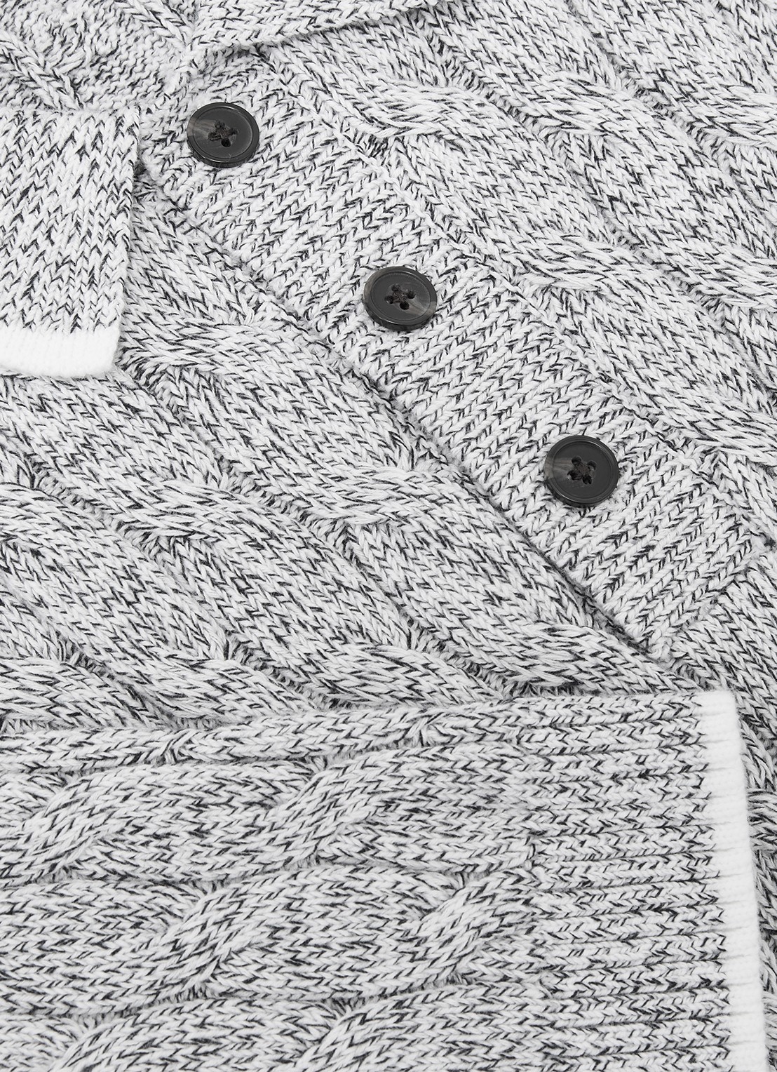 Reiss DENBY Cotton Cable-Knit Polo Shirt - detail 6 grijs