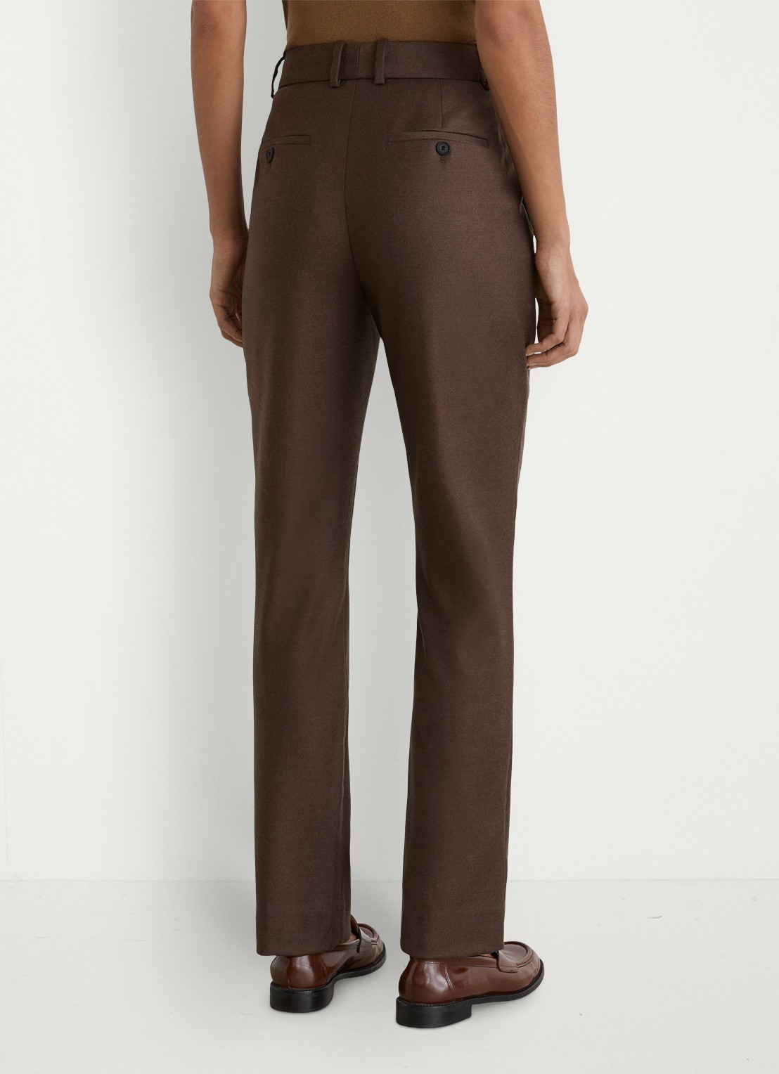 Reiss Derby high waist slim fit pantalon in wolblend - achterkant 7 bruin